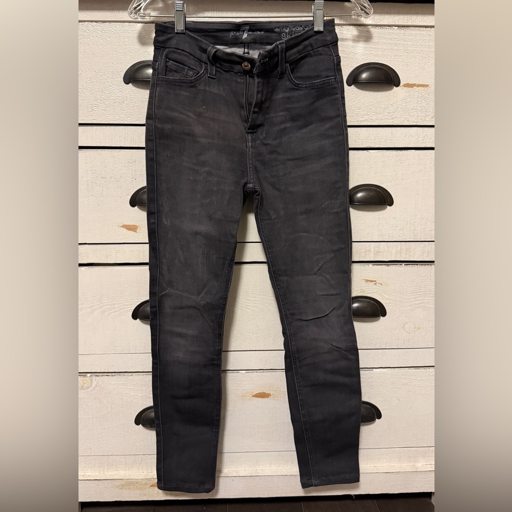 7 For All Mankind 7FAM charcoal High Waist ankle Skinny Jeans